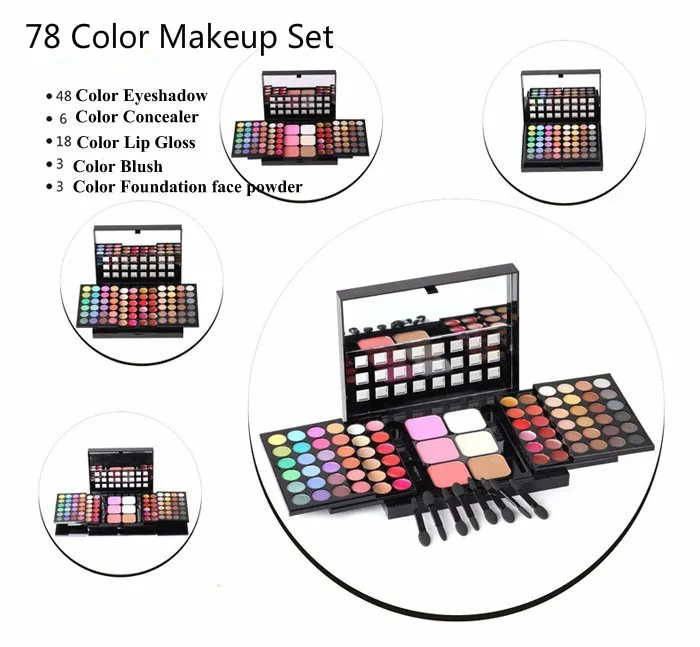 Makeup Set Box for Women Combination Matte Eye Shadow Lipstick Eyeliner Concealer Powder Makeup with Aluminum Box