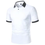 Men's Short Sleeve Polo Shirt, Lapel Rib Polo, Monochrome Casual Top, Urban Business, Summer Fashion, Newin