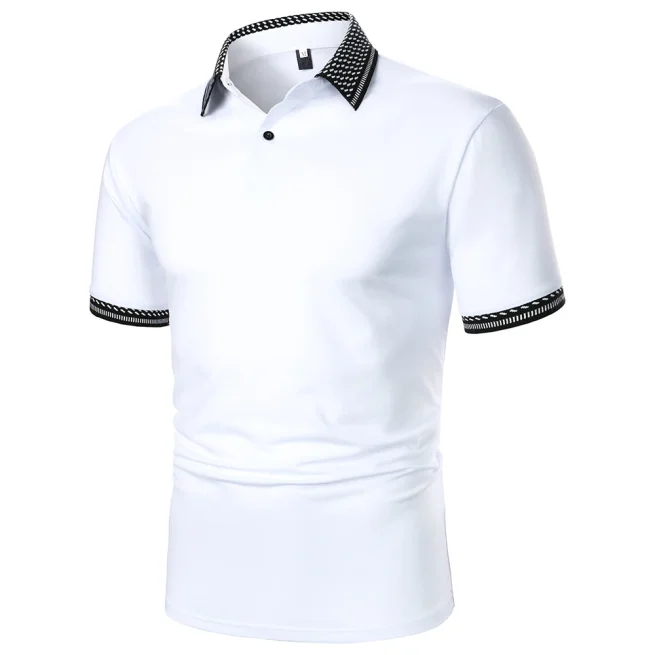 Men's Short Sleeve Polo Shirt, Lapel Rib Polo, Monochrome Casual Top, Urban Business, Summer Fashion, Newin