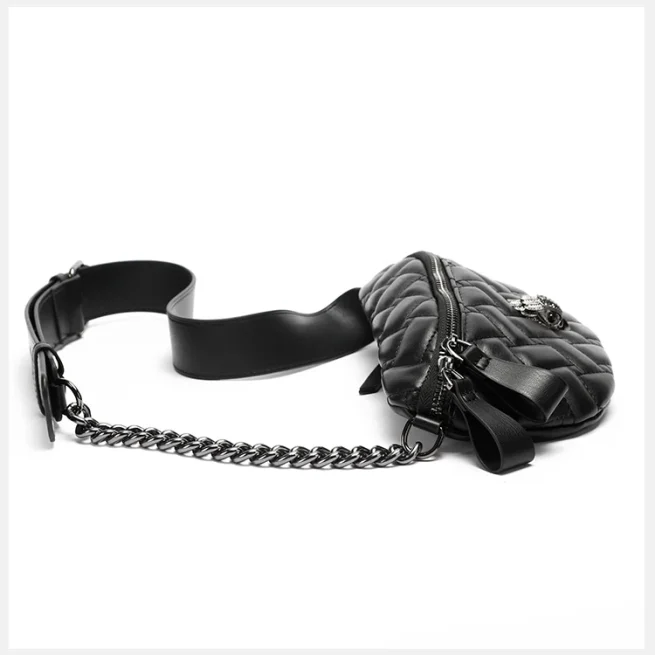 Women's Bag Classic Fashion Women's Bags Kurt Eagle Head Soft PU Leather Diamond Mesh Shoulder Crossbody Black Chest Bag Ladies Handbag