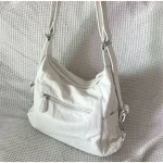 White Soft Leather Shoulder Bags for Women, Shopping Bags, Classic Shopping Bags, Open Zipper, Female