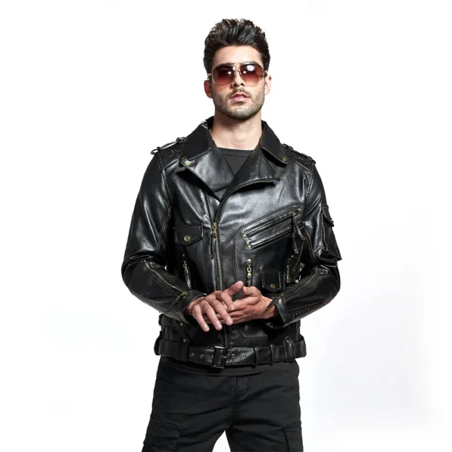 Men's PU Leather Jacket, Men's Faux Leather Coats, Zipper Pockets, Outwear, Winter, Autumn, Fashion