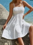Elegant French print dress for ladies, leisure show, beach holiday, spring and summer fashion