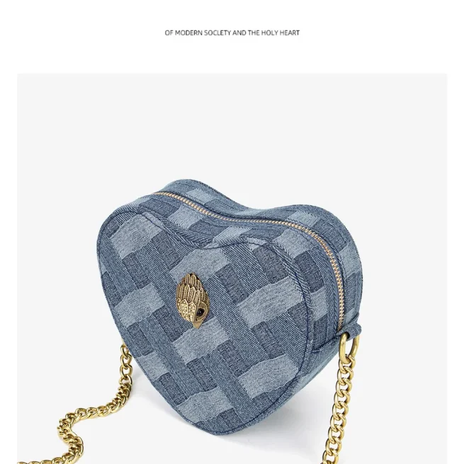 KURT GEIGER Women Shoulder Bags, Denim Chain Crossbody Bag Luxury Designer, Fashion Trend, Retro High Capacity