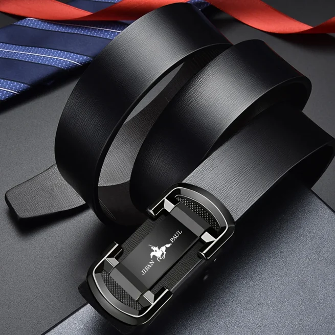 Men's Automatic Buckle Leather Belt Toothless Buckle Smooth Business Jeans High Quality New Fashion 120cm
