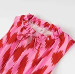 Women Chic Round Neck Sleeveless Big Swing Dress, Women Beach Robe, Patchwork Print, Holiday, Summer Fashion, New