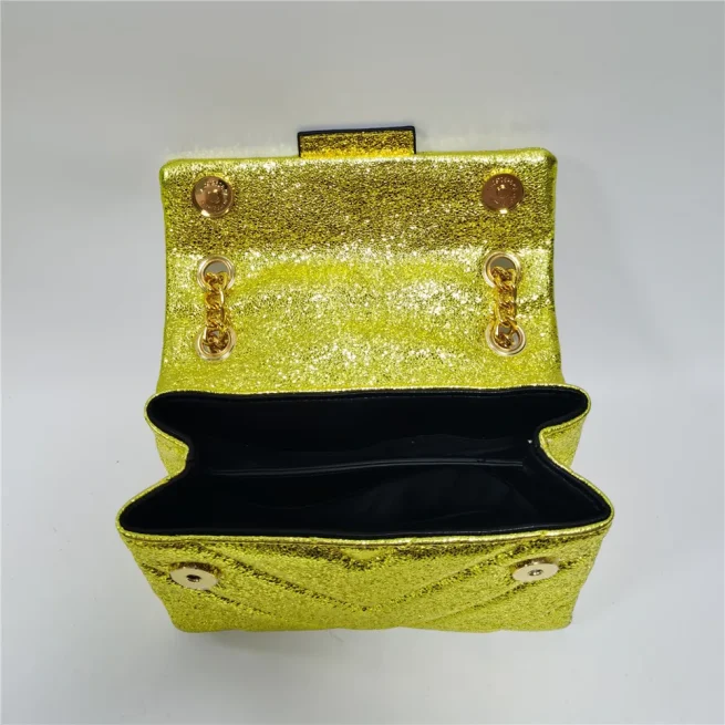 Luxury Shiny Glitter Mini Golden Women Handbag Bling Sequin Quilted Fashion Cross Body Bag