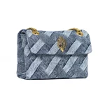 Fanshion-Wash Denim Women's Bag, Weave Printing Handbag, Cross Body Joints, Patchwork