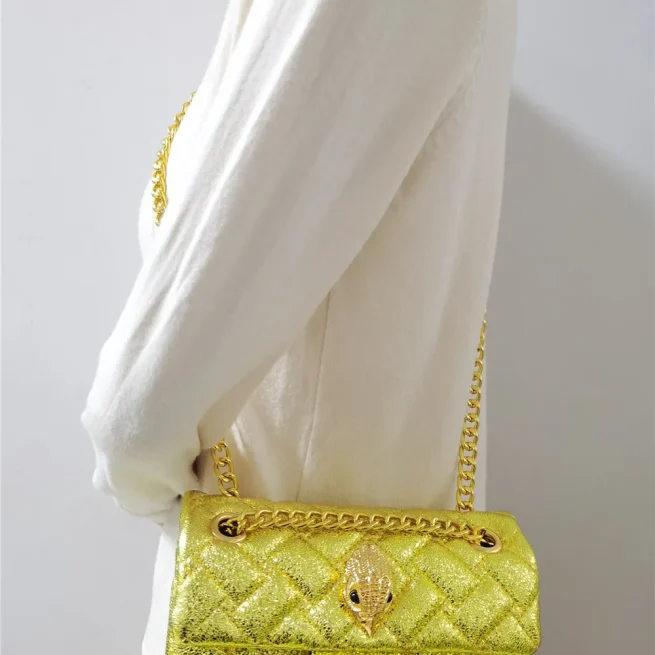 Luxury Shiny Glitter Mini Golden Women Handbag Bling Sequin Quilted Fashion Cross Body Bag