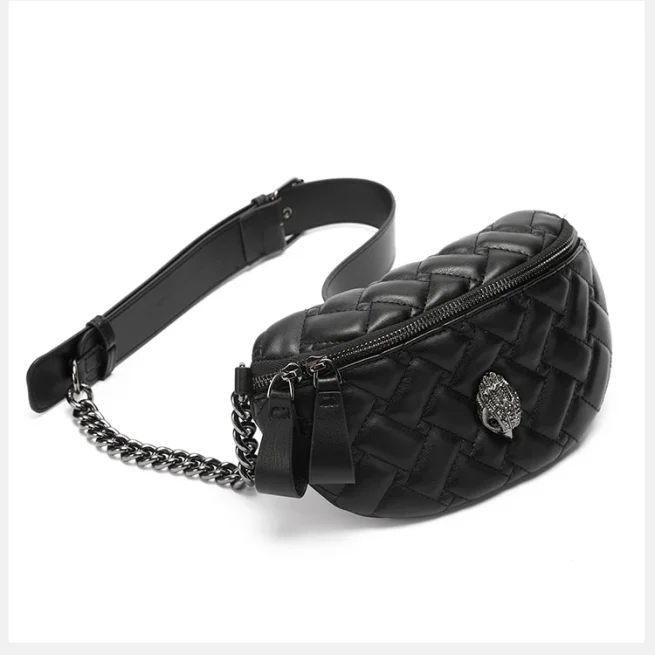 Women's Bag Classic Fashion Women's Bags Kurt Eagle Head Soft PU Leather Diamond Mesh Shoulder Crossbody Black Chest Bag Ladies Handbag