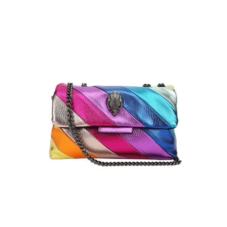 Women's Spliced ​​Bag, Crossbody Bag, Shoulder Bag, Wave Pattern, Eagle Icon, Head on Front Joint, Rainbow Colorful Patchwork