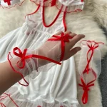Women's Sexy Cosplay Nurse Uniform, Erotic Lingerie, Babydoll Dress, Flirting Underwear, Hollow Out Jumpsuit, Dresses, 5 Piece