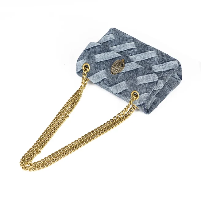 Fanshion-Wash Denim Women's Bag, Weave Printing Handbag, Cross Body Joints, Patchwork