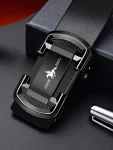 Men's Automatic Buckle Leather Belt Toothless Buckle Smooth Business Jeans High Quality New Fashion 120cm
