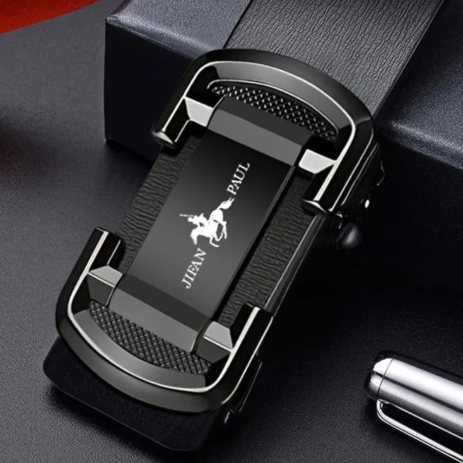 Men's Automatic Buckle Leather Belt Toothless Buckle Smooth Business Jeans High Quality New Fashion 120cm