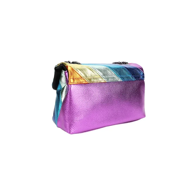 Women's Spliced Bag, Crossbody Bag, Shoulder Bag, Wave Pattern, Eagle Icon, Head on Front Joint, Rainbow Colorful Patchwork