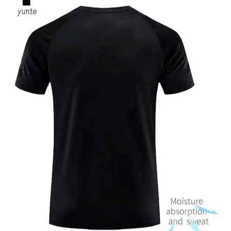 Ultralight Black Men's Round Neck T-Shirt Quick Dry Breathable Sweat Shirt for Fitness Gym Running Plaid Lightweight Quick Dry Short Sleeve Moisture Wicking