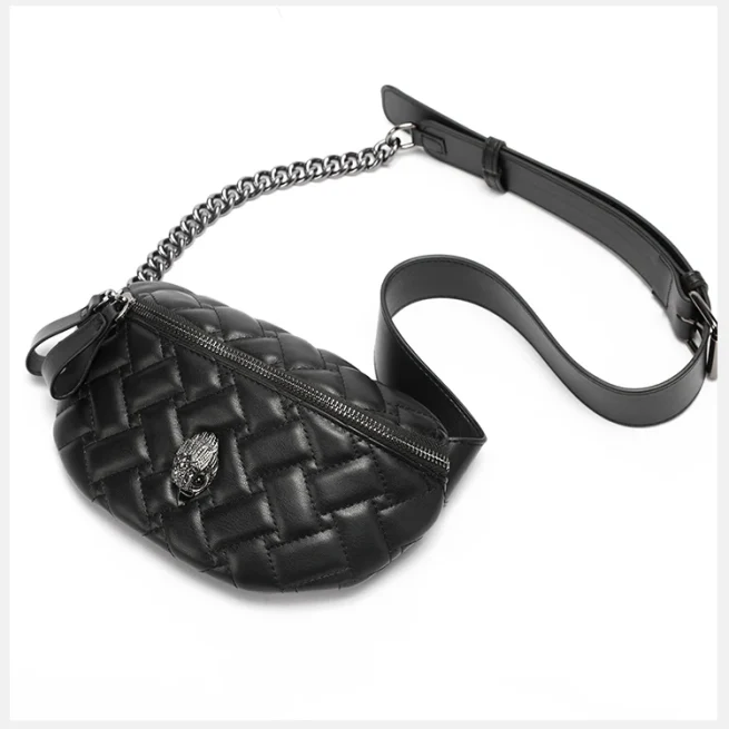 Women's Bag Classic Fashion Women's Bags Kurt Eagle Head Soft PU Leather Diamond Mesh Shoulder Crossbody Black Chest Bag Ladies Handbag