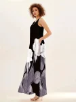 2024 New Women's V-neck Printed Sleeveless Long Dress Summer Sexy Dress Cross-border Trade in Europe and America