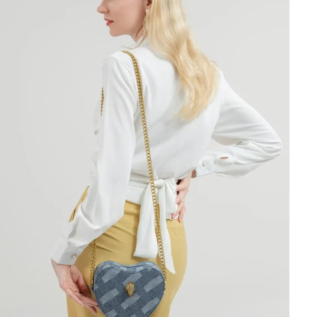 KURT GEIGER Women Shoulder Bags, Denim Chain Crossbody Bag Luxury Designer, Fashion Trend, Retro High Capacity