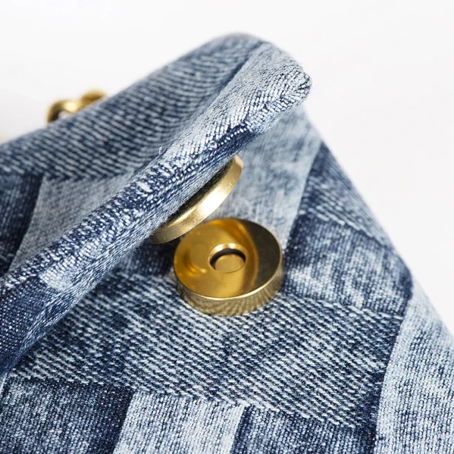 Fanshion-Wash Denim Women's Bag, Weave Printing Handbag, Cross Body Joints, Patchwork