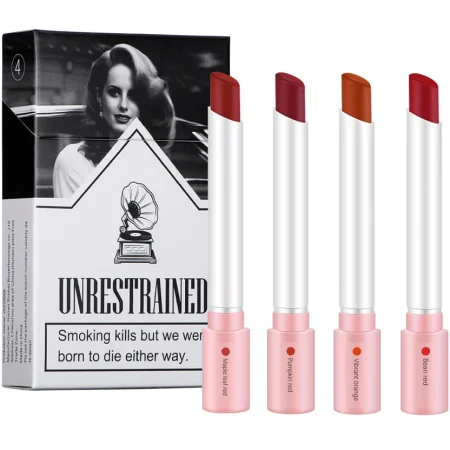 Waterproof Matte Long Lasting Makeup Lipstick Set, Tint Lip Gloss, Pomade Cosmetics Kits, 4 Colors