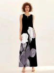 2024 New Women's V-neck Printed Sleeveless Long Dress Summer Sexy Dress Cross-border Trade in Europe and America