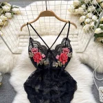 Chilligio-Women's Floral Lace Embroidery Bodysuits,One Piece Bodysuits,String Jumpsuit,Sheer Catsuits,Erotic,Vintage,Sexy,Combination