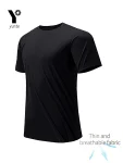 Ultralight Black Men's Round Neck T-Shirt Quick Dry Breathable Sweat Shirt for Fitness Gym Running Plaid Lightweight Quick Dry Short Sleeve Moisture Wicking