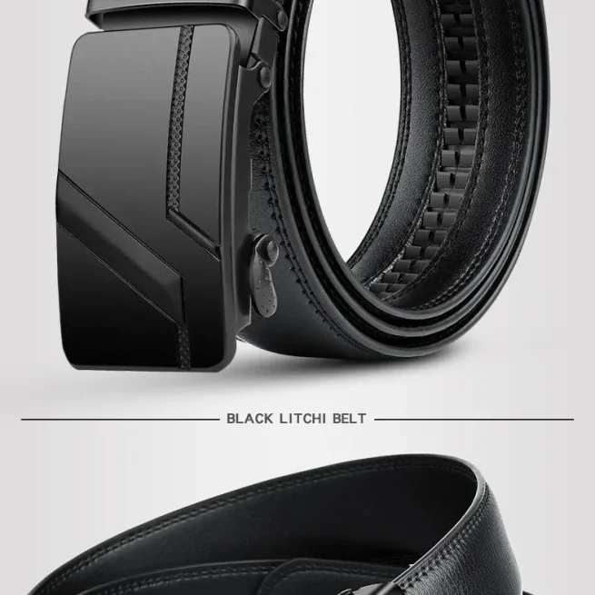 DINISITON Men's PU Leather Belt Automatic Buckle Popular Business High Quality Fashion