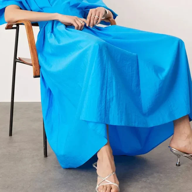 2024 Summer Women's Hollow Out Elegant Party Dress Solid Patchwork Maxi Dress Simple Short Sleeve Deep V Neck Female Dress