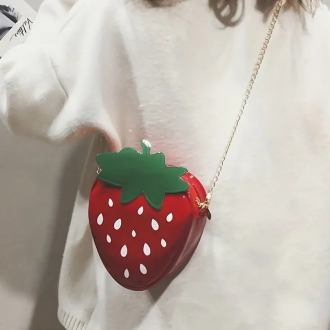 Strawberry crossbody bag for women, leather beautiful design, fashion sense, personality