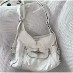 White Soft Leather Shoulder Bags for Women, Shopping Bags, Classic Shopping Bags, Open Zipper, Female