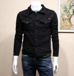 Men's Slim Fit Button Down Denim Jacket,Men's Denim Coats,Black Stylish Jacket,Original Coats,High Quality,Cheap Price,Winter,Autumn,2024