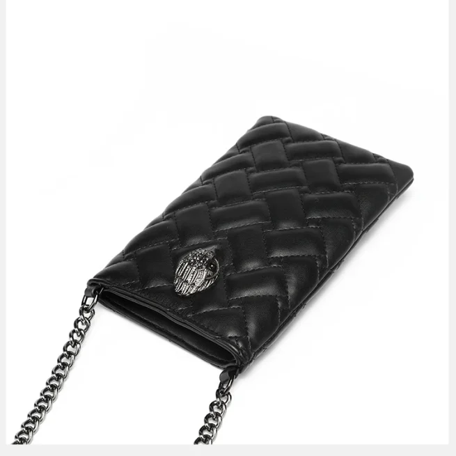 PU Soft Leather Handbag for Women Black Kurt G Shoulder Bag Eagle Head Diamond Lattice Fashion Trendy Small Tote Bag