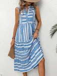 Women's Sleeveless Printed Bohemian Dress Mid-length V-neck Loose Casual Comfortable Holiday Spring Summer Dress