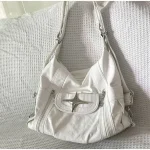 White Soft Leather Shoulder Bags for Women, Shopping Bags, Classic Shopping Bags, Open Zipper, Female