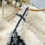 SINGREINY-2022 Women Lace Ruffles Bodysuit Backless Slim Jumpsuit Open Crotch Sheer Mesh Sexy Rompers Erotic Lingerie