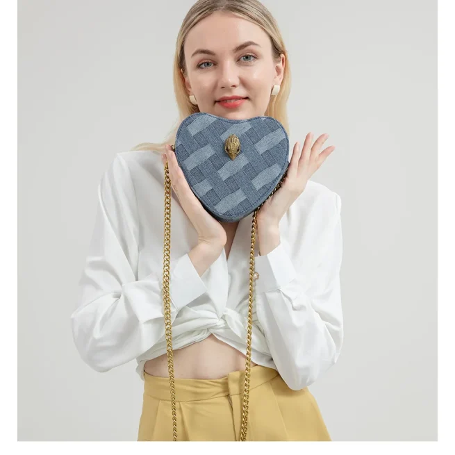 KURT GEIGER Women Shoulder Bags, Denim Chain Crossbody Bag Luxury Designer, Fashion Trend, Retro High Capacity