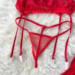 3pcs Kids Lace Floral Transparent Bra Brief Suit Tight Erotic Underwear Sexy Intimate Lingerie Stockings Set Women Fashion