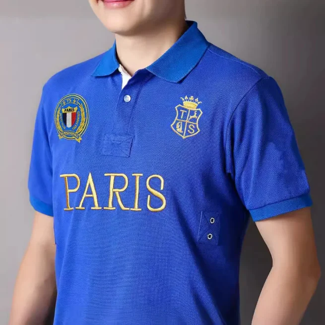Luxury Fashion Pure Cotton Polo Shirt Men Ropa Sportswear Casual Football Blue Paris Countryman Embroidery Golf Top