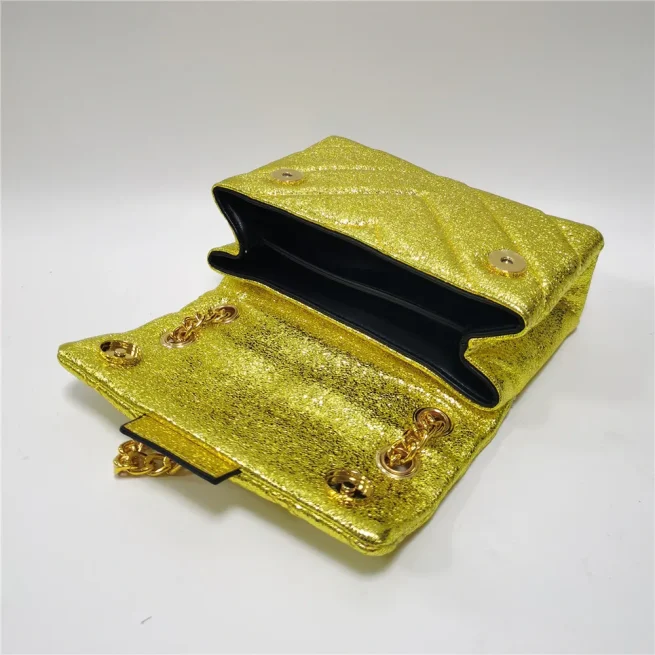 Luxury Shiny Glitter Mini Golden Women Handbag Bling Sequin Quilted Fashion Cross Body Bag