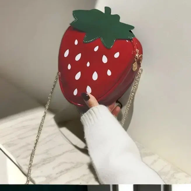 Strawberry crossbody bag for women, leather beautiful design, fashion sense, personality