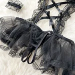 SINGREINY-2022 Women Lace Ruffles Bodysuit Backless Slim Jumpsuit Open Crotch Sheer Mesh Sexy Rompers Erotic Lingerie