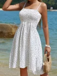 Elegant French print dress for ladies, leisure show, beach holiday, spring and summer fashion