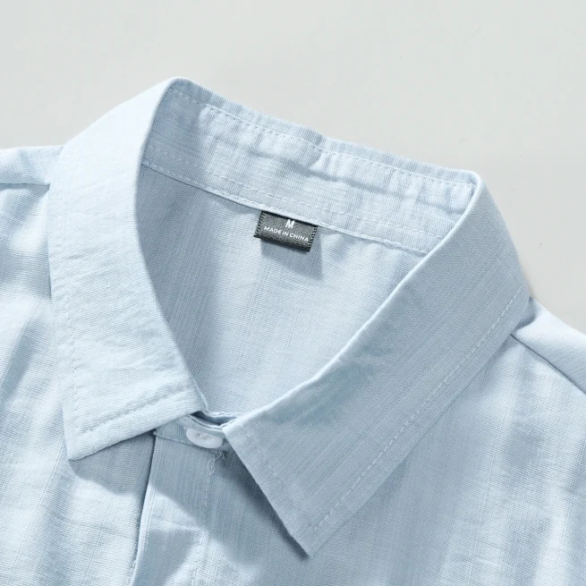 2024 Men's Short Sleeve Button Down Tropical Shirts Solid Color Basic Daily Tops Casual Blue Color