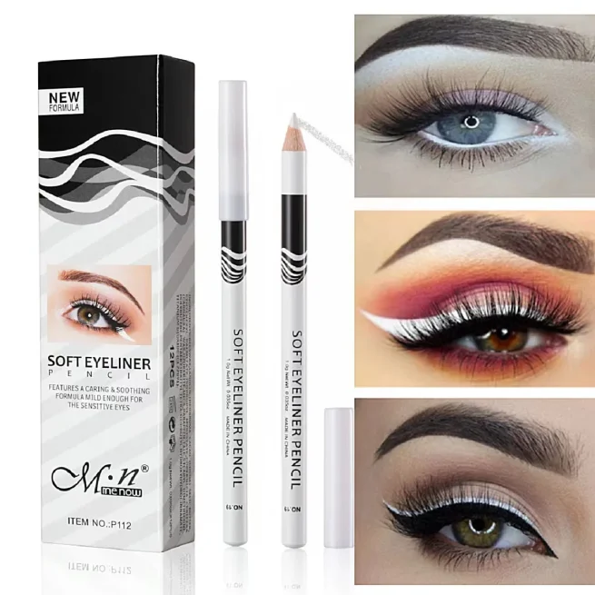 1pc New White Eyeliner Makeup Waterproof Long Lasting Smooth Easy to Wear Brighten Eye Pencil Fashion Eye Makeup Tools