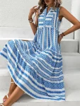 Women's Sleeveless Printed Bohemian Dress Mid-length V-neck Loose Casual Comfortable Holiday Spring Summer Dress