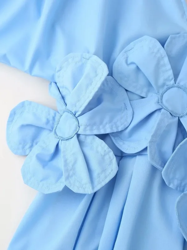 Lanmrem Women's V-neck Short Sleeve Floral Dress High Waist A-line Dresses Summer Elegant Party 3D Print New 32C1128