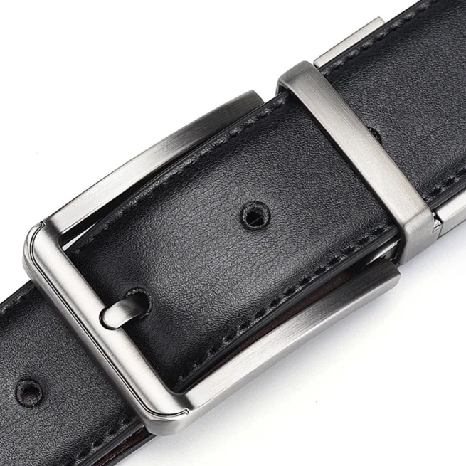 Men's genuine leather double-sided belt, men's luxury strap, laser engraving, retro pin buckle, high quality, new fashion
